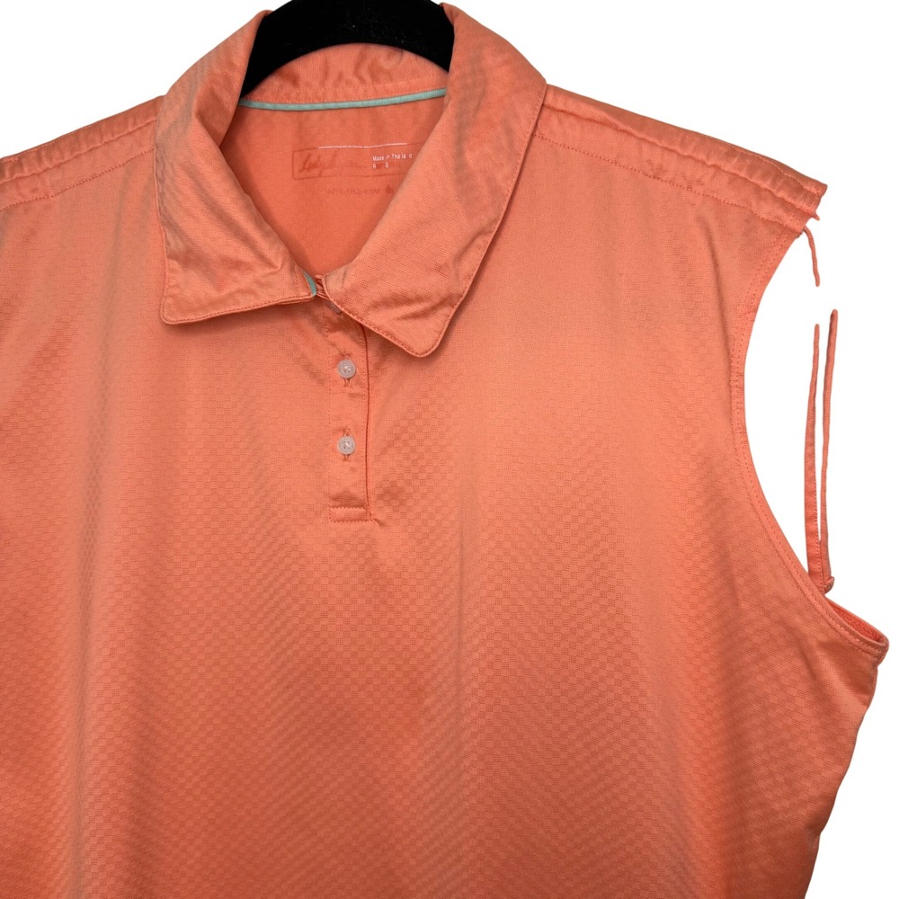 Lady Hagen Women Coral Orange Sleeveless Golf Polo Tank Shirt Hydro-Dri Size L - Picture 2 of 6